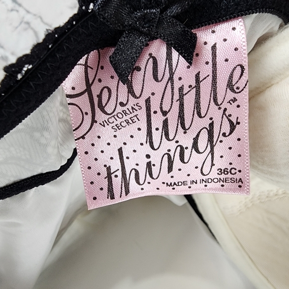 Victoria's Secret Sexy Little Things Lace Babydoll Slip Dress Black Cream 36C - Picture 14 of 15